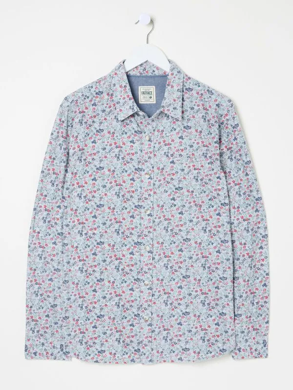 Fat Face Shirts Men Mead Blue Long Sleeve Ditsy Print Shirt