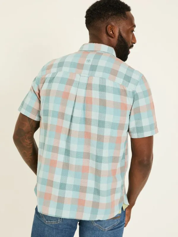 Fat Face Shirts Men Pale Blue 100 Cotton Short Sleeve Port Check Shirt