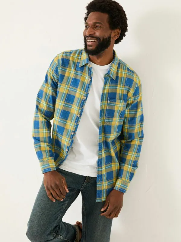 Fat Face Shirts Men Yellow Long Sleeve Mead Check 100 Cotton Shirt