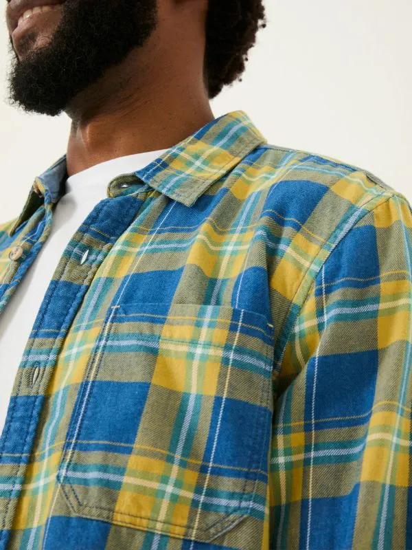 Fat Face Shirts Men Yellow Long Sleeve Mead Check 100 Cotton Shirt