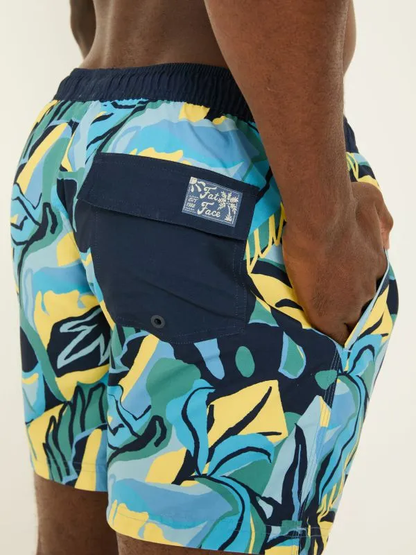 Fat Face Shorts Men Trevose Blue Abstract Print Swim Shorts