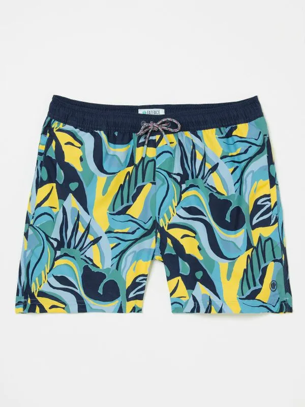 Fat Face Shorts Men Trevose Blue Abstract Print Swim Shorts