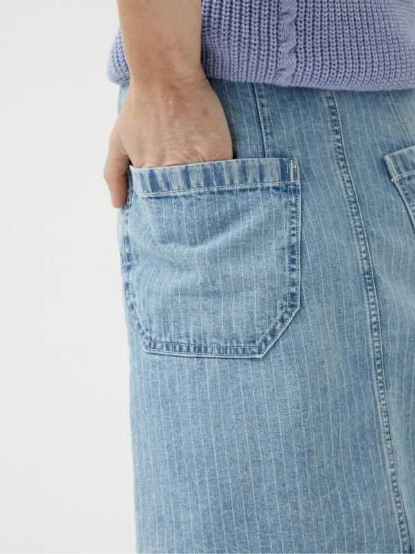 Fat Face Skirts Women Athena Blue Stripe Denim Skirt