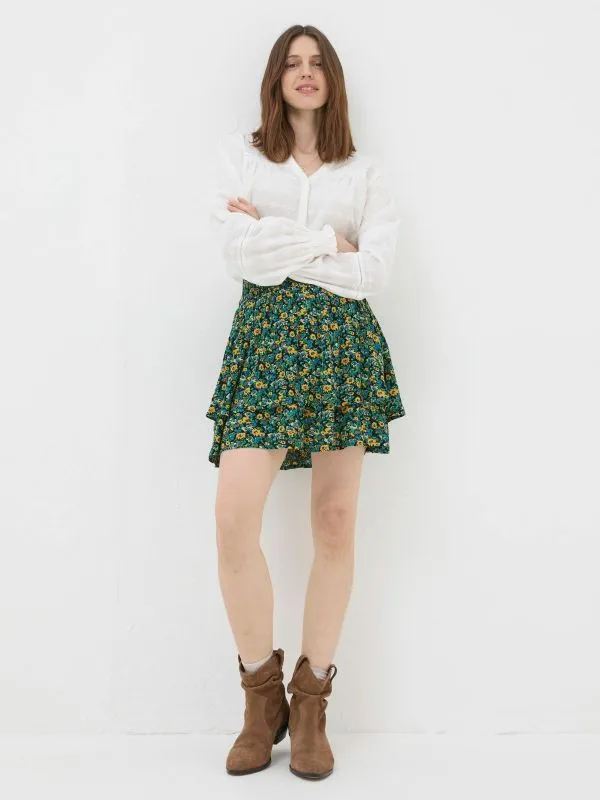 Fat Face Skirts Women Green Spring Floral Skirt