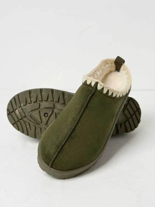 Fat Face Slippers Women Lyra Green Mules Slippers