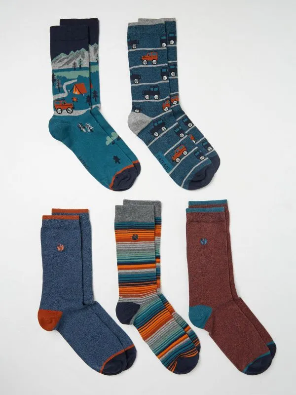 Fat Face Socks Men Multi Off Roader 5 Pairs Socks