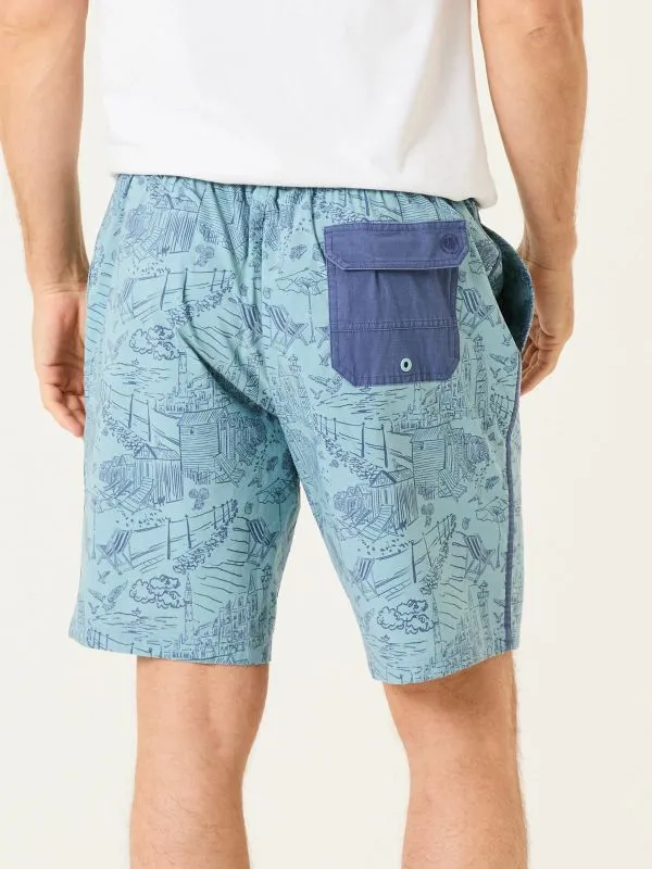 Fat Face Swimwear Men Camber Pale Blue Beach Swim Shorts