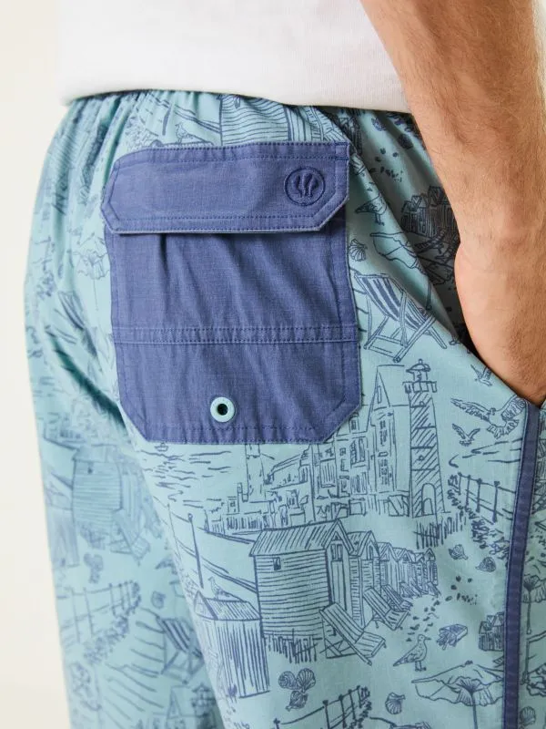 Fat Face Swimwear Men Camber Pale Blue Beach Swim Shorts