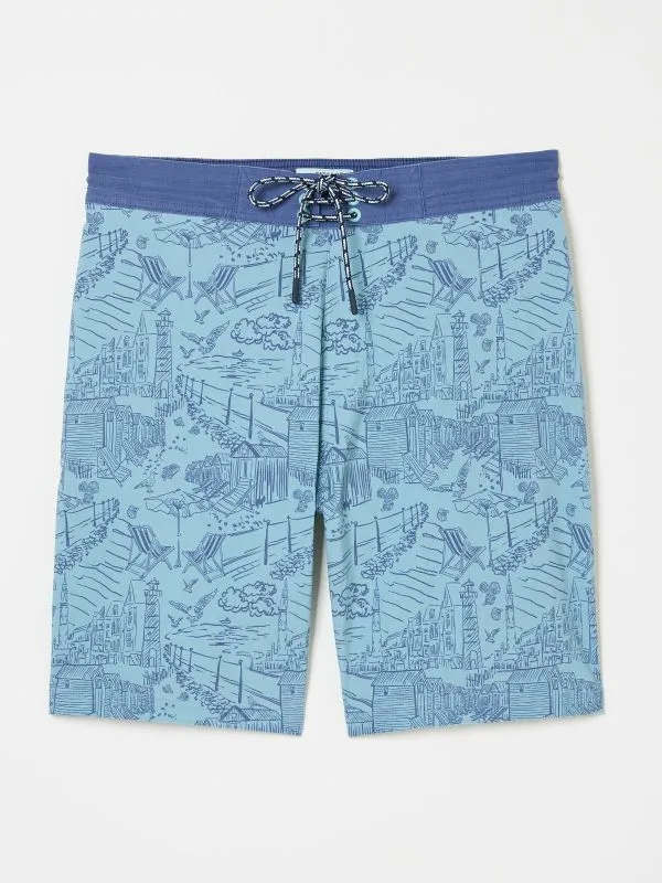 Fat Face Swimwear Men Camber Pale Blue Beach Swim Shorts