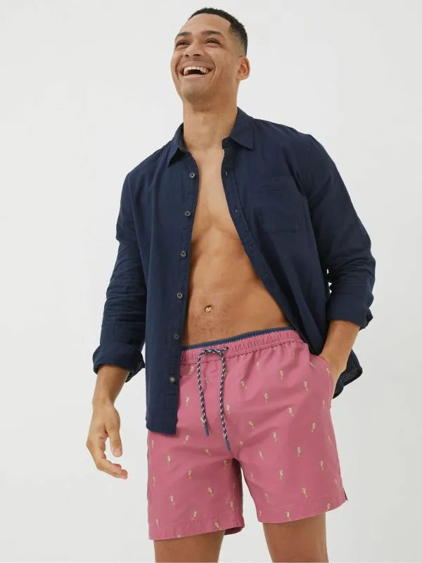 Fat Face Swimwear Men Pink Trevose Colour Block Swim Shorts