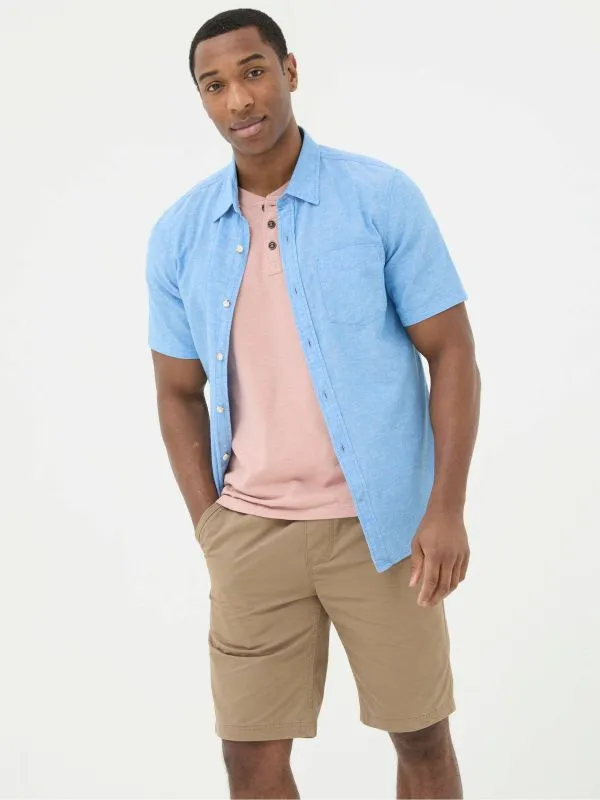 Fat Face Tall Collection Men Bugle Blue Linen Cotton Shirt
