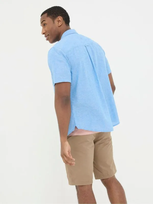 Fat Face Tall Collection Men Bugle Blue Linen Cotton Shirt