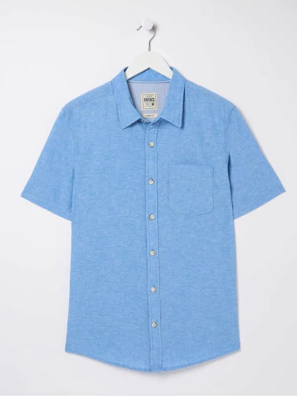 Fat Face Tall Collection Men Bugle Blue Linen Cotton Shirt