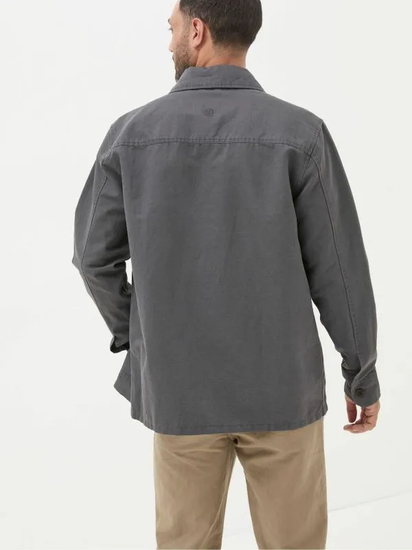 Fat Face Tall Collection Men Grey Cotton Linen Worker Jacket