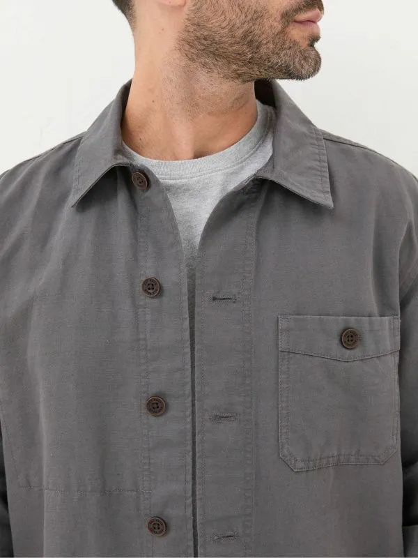 Fat Face Tall Collection Men Grey Cotton Linen Worker Jacket