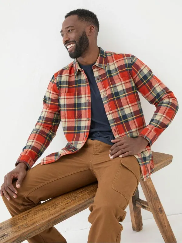 Fat Face Tall Collection Men Orange Long Sleeve Blake Check Shirt