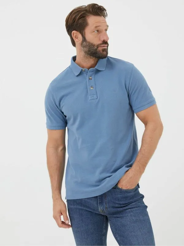 Fat Face Tall Collection Men Slate Blue Pique Polo Shirt