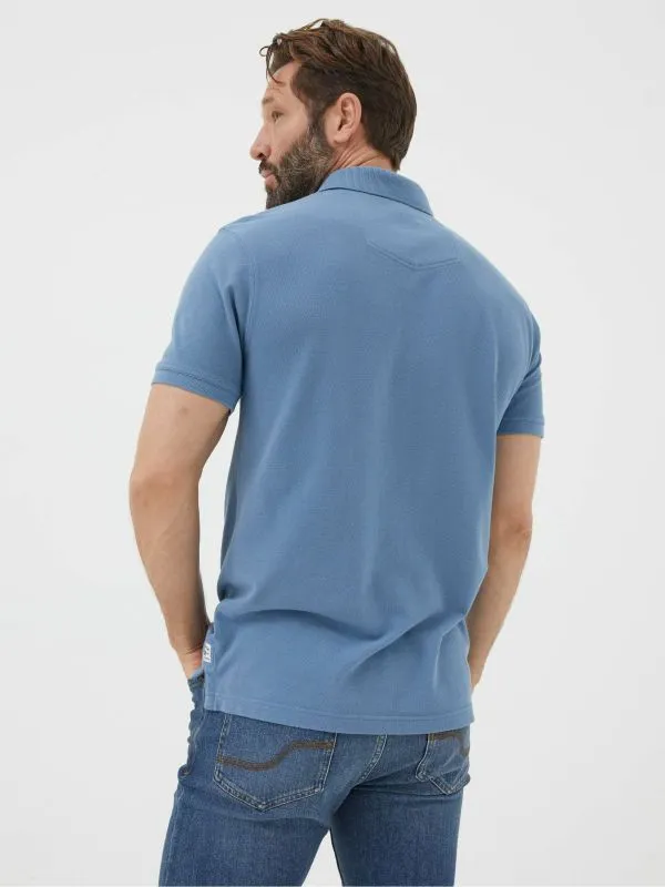 Fat Face Tall Collection Men Slate Blue Pique Polo Shirt