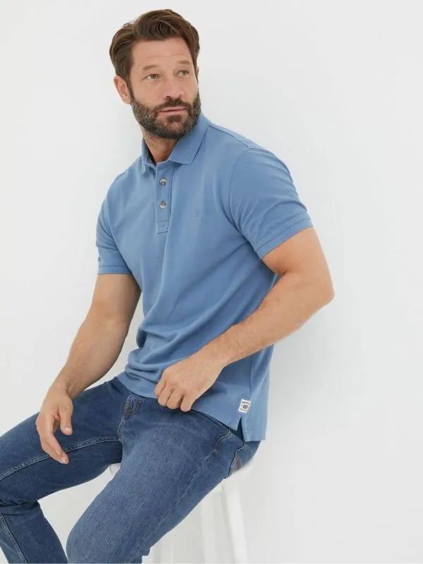 Fat Face Tall Collection Men Slate Blue Pique Polo Shirt