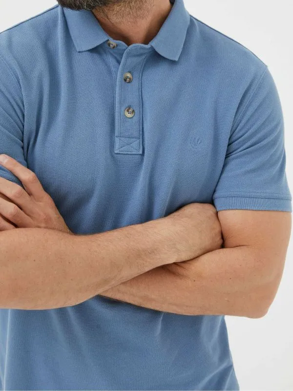 Fat Face Tall Collection Men Slate Blue Pique Polo Shirt
