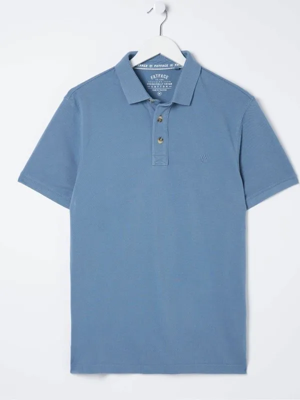 Fat Face Tall Collection Men Slate Blue Pique Polo Shirt