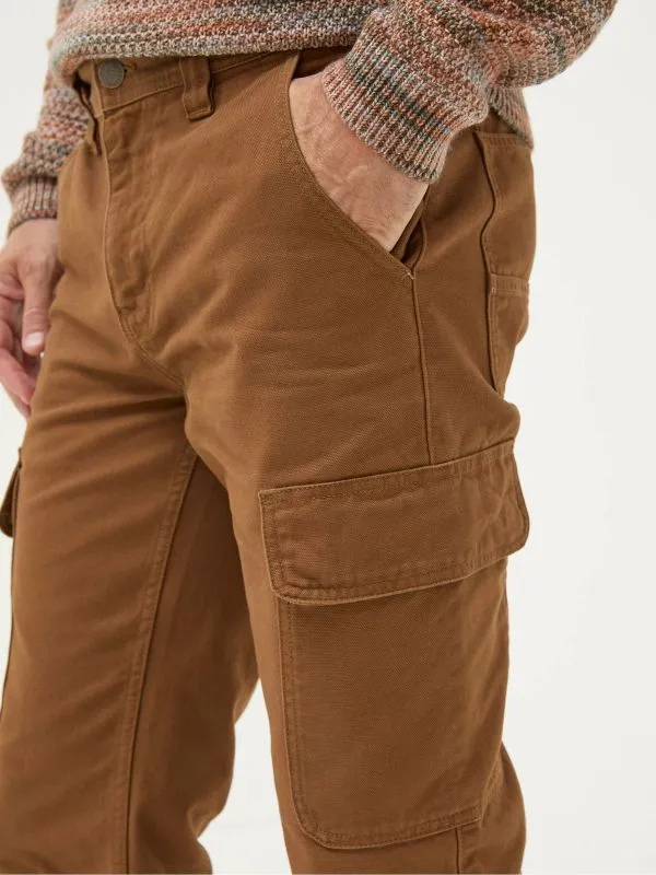 Fat Face Trousers Men Wardly Brown Tan Canvas Cargo Trousers