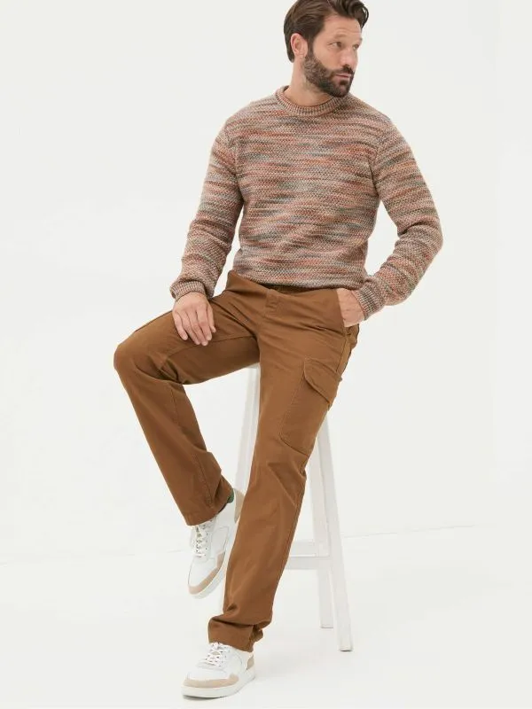 Fat Face Trousers Men Wardly Brown Tan Canvas Cargo Trousers
