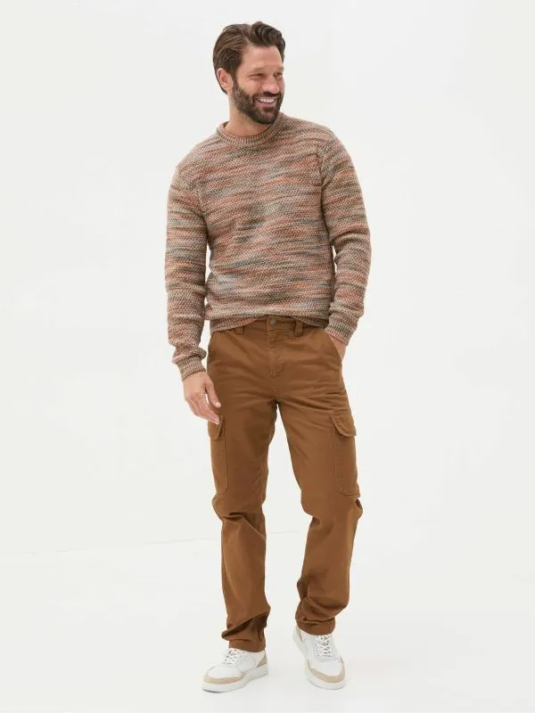 Fat Face Trousers Men Wardly Brown Tan Canvas Cargo Trousers