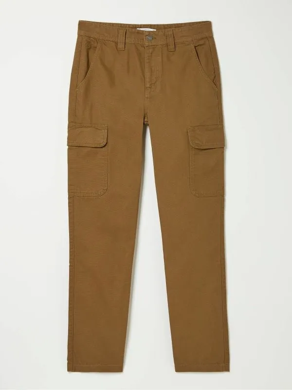 Fat Face Trousers Men Wardly Brown Tan Canvas Cargo Trousers