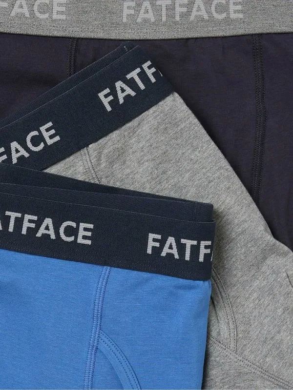 Fat Face Underwear Men BlueGrey Classic Cotton Boxer 3 Pack