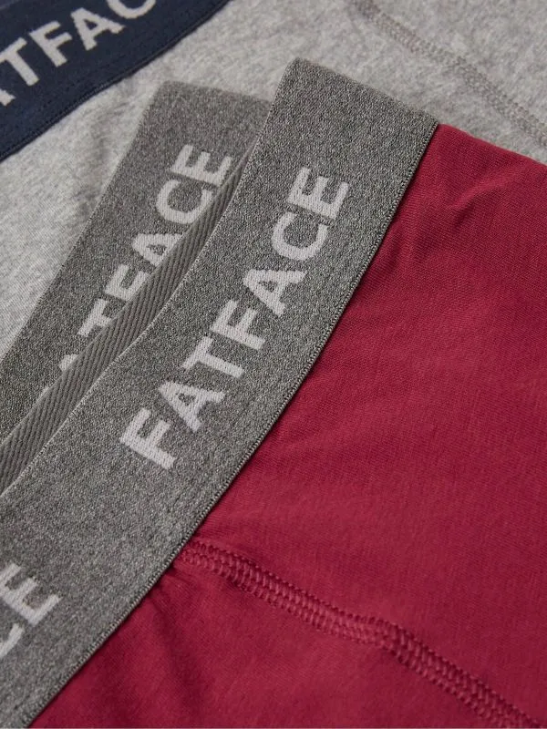 Fat Face Underwear Men Burgundy Red Plain Boxers 2 Pack