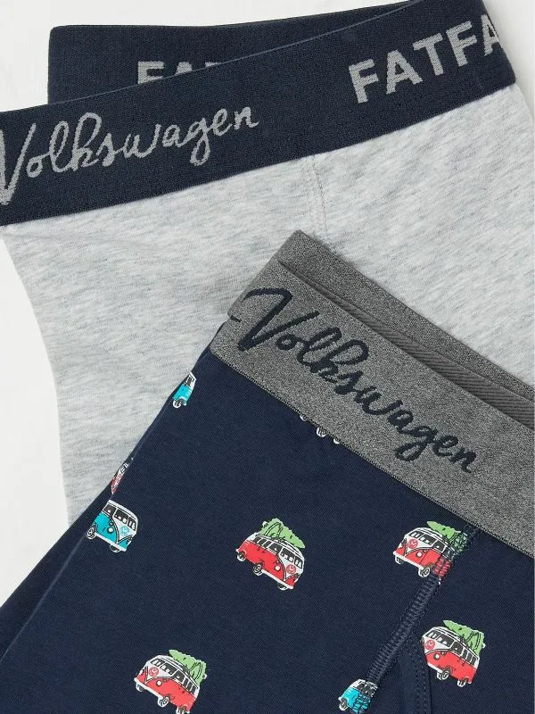 Fat Face Underwear Men Grey Volkswagen Festive Print Boxers 2 Pack