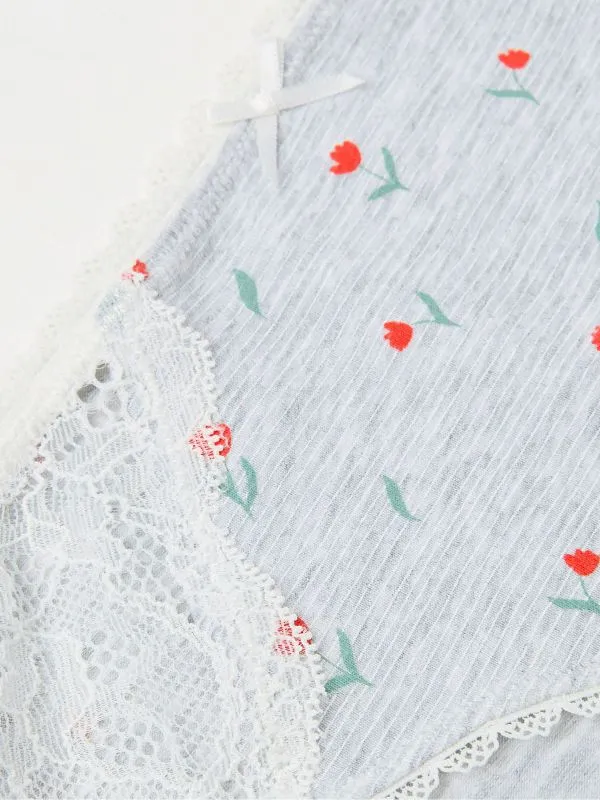 Fat Face Underwear Women Grey Tulip Striped Mini Knickers