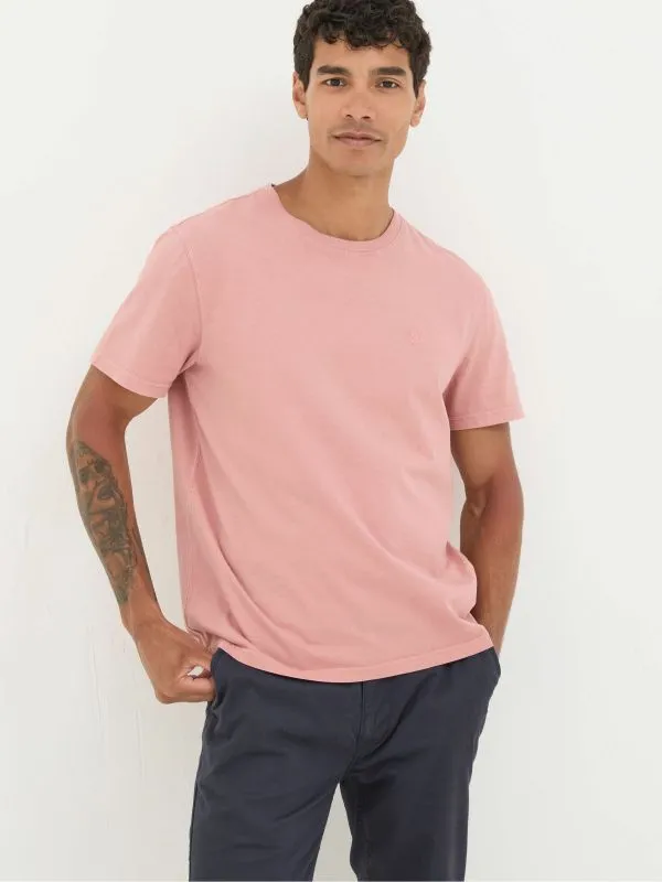 Fat Face Wardrobe Staples Men Lulworth Pink 100 Cotton Organic Crew TShirt