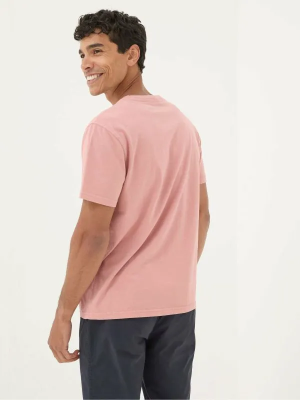 Fat Face Wardrobe Staples Men Lulworth Pink 100 Cotton Organic Crew TShirt
