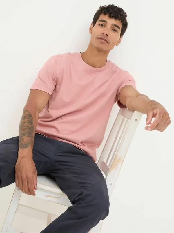 Fat Face Wardrobe Staples Men Lulworth Pink 100 Cotton Organic Crew TShirt