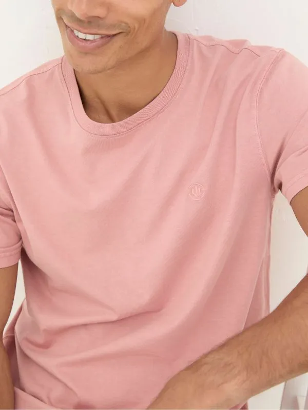 Fat Face Wardrobe Staples Men Lulworth Pink 100 Cotton Organic Crew TShirt