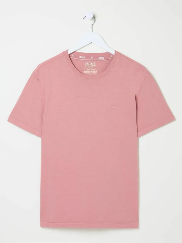 Fat Face Wardrobe Staples Men Lulworth Pink 100 Cotton Organic Crew TShirt