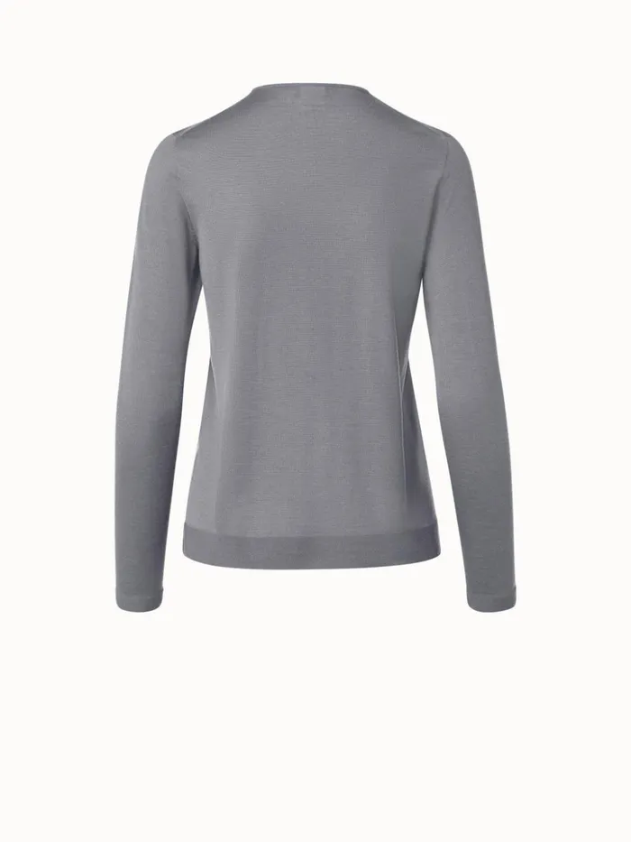 Fine Gauge Cashmere Silk Pullover Smoke Women Akris Knitwear