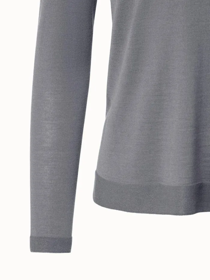 Fine Gauge Cashmere Silk Pullover Smoke Women Akris Knitwear