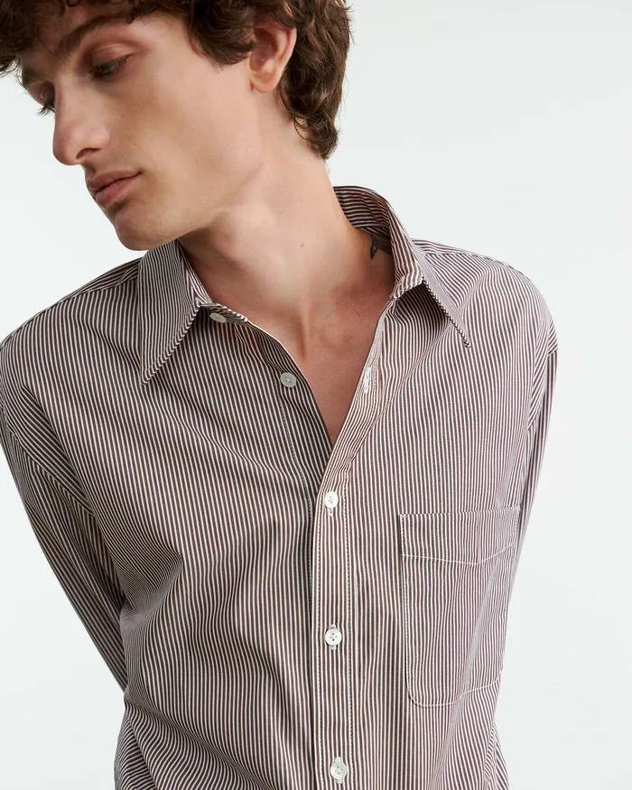 FINN SHIRT Mini Brown Stripe Shirts Nili Lotan Men