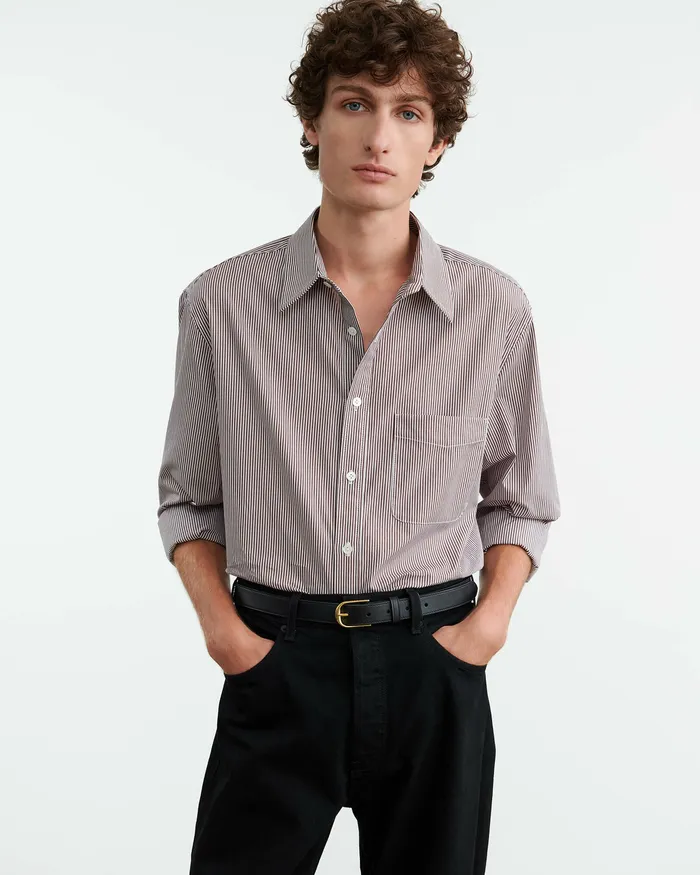 FINN SHIRT Mini Brown Stripe Shirts Nili Lotan Men