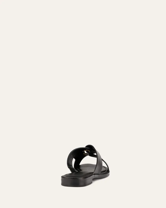 FLAT SANDALS Women Piper flat slides black leather jomercer