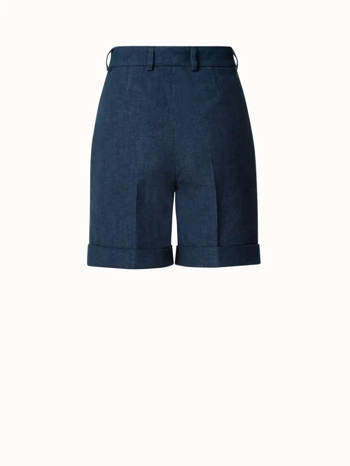 Florentina Cotton Denim Shorts Deep Blue Women Akris Shorts