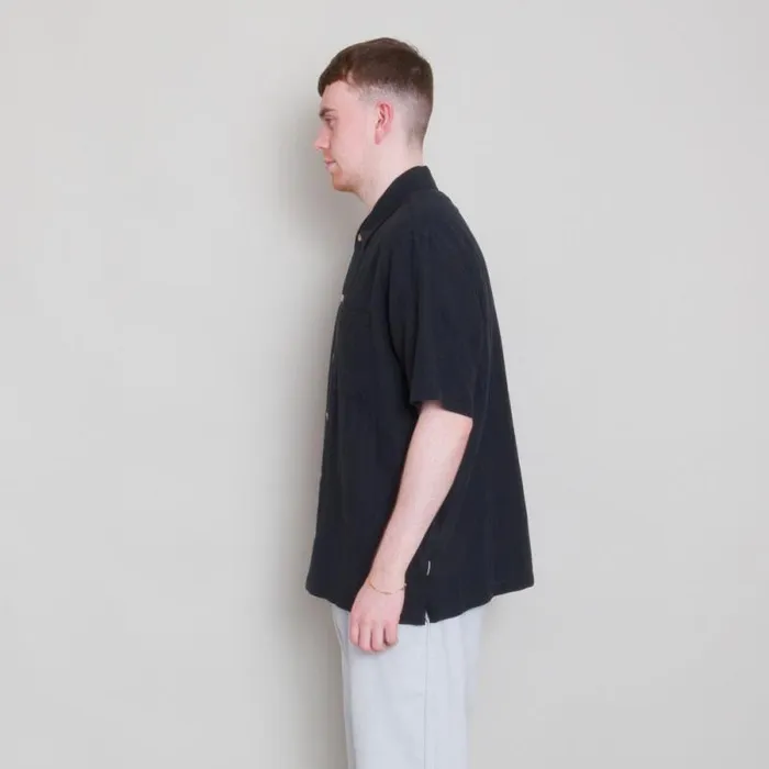 Folk Clothing Shirts Gabe Shirt 8211 Black Linen Grid 8211 Mens