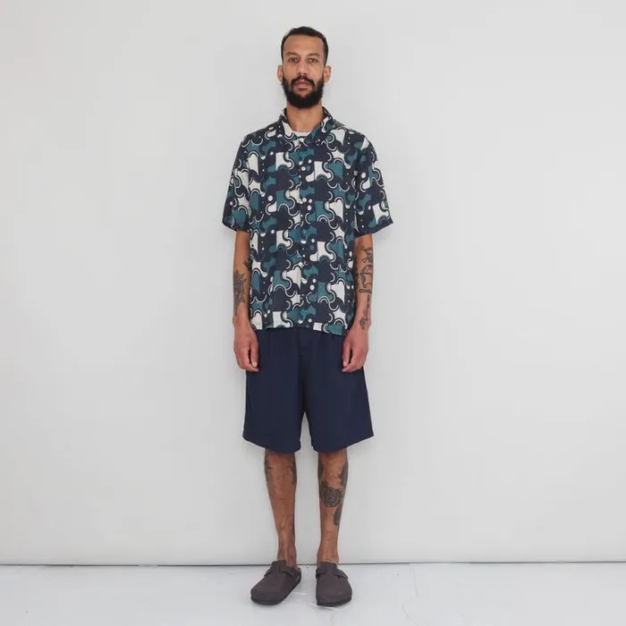 Folk Clothing Shirts Gabe Shirt 8211 Coil Print Indigo 8211 Mens