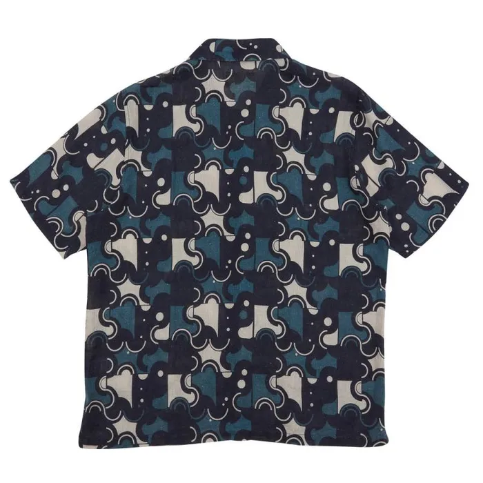 Folk Clothing Shirts Gabe Shirt 8211 Coil Print Indigo 8211 Mens