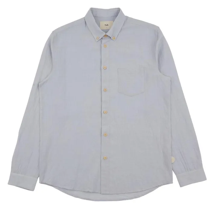 Folk Clothing Shirts Relaxed Fit Shirt 8211 Mist Linen Grid 8211 Mens
