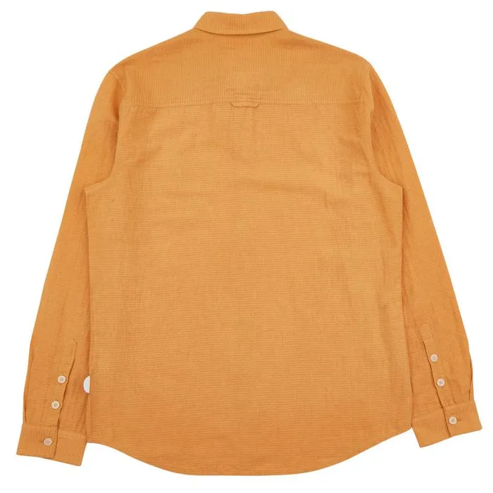 Folk Clothing Shirts Relaxed Fit Shirt 8211 Ochre Linen Grid 8211 Mens