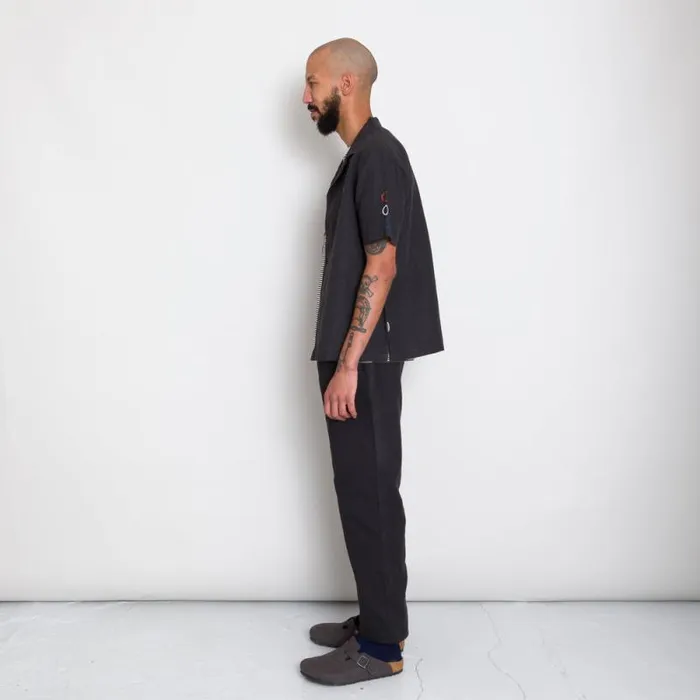 Folk Clothing Shirts SS Soft Collar Shirt 8211 Black Moon Embroidery DP 8211 Mens